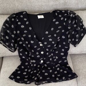 Wilfred Black and White Floral Blouse